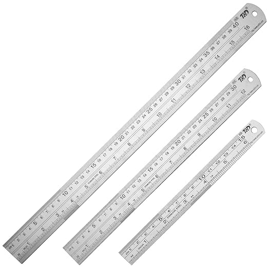 ZZTX Metal Ruler 6 Inch 12 Inch 16 Inch Stainless Steel 3 Pack | Rust-proof, Straight edge, Precise markings, Clear read