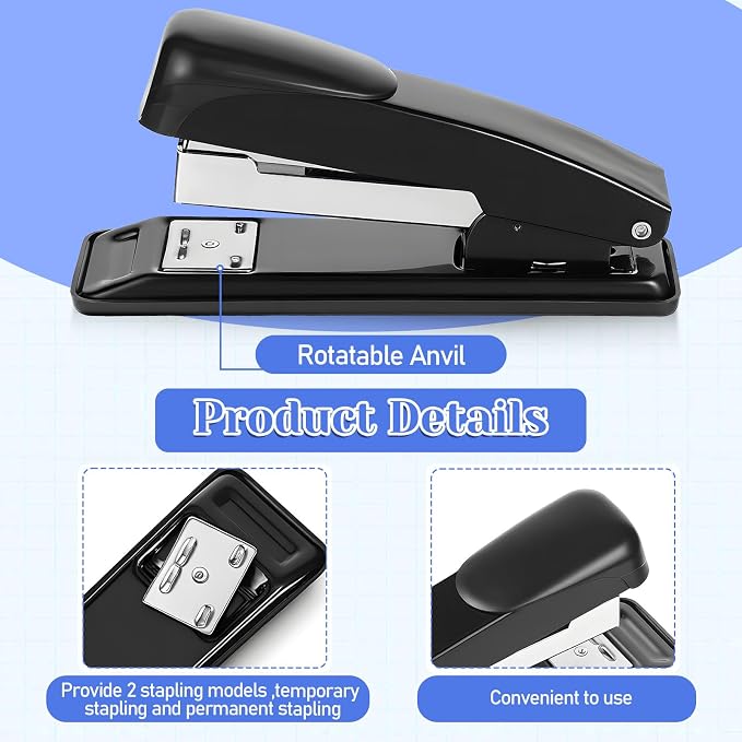 9 Pcs Desktop Stapler Bulk, Metal Desktop Staplers with 6000 Staples Heavy Duty Desk Staplers with 25 Sheet Capacity Office Stapler for Desk Tacking Office Supplies