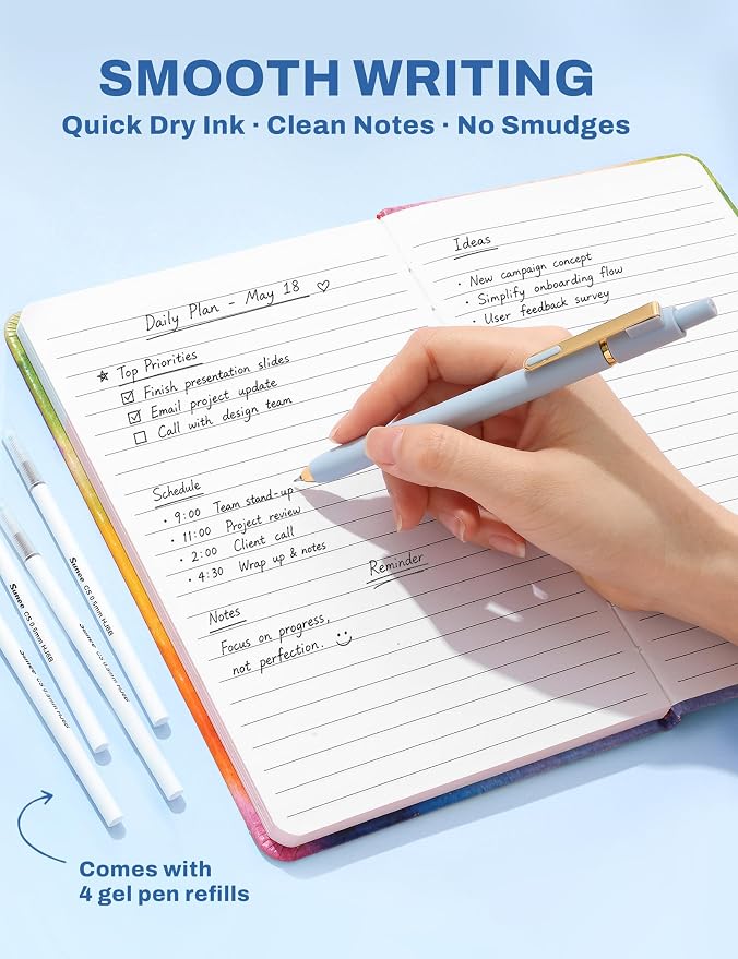 SUNEE 35PCS Aesthetic Stationery Set with Cute Pencil Case, Pastel Highlighters, Black Gel Pens, Mechanical Pencils & Refills, College School Supplies for Students Girls Blue Checkered