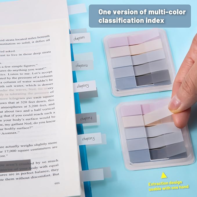 Golcellia Sticky Tabs, Neutral Book Tabs for Notebooks, 300 Pcs | Writable neutral paper tabs for books, notes, planners and files, repositionable page markers for school, office and home