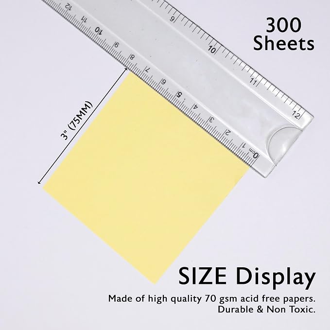 BAZIC Products Color Paper Cube with Tray, 300 Sheets, 2.95 in, 36-Case | 300-sheet color paper cube, 2.95 x 2.95 in (75 x 75 mm), clear holder tray for quick notes and reminders