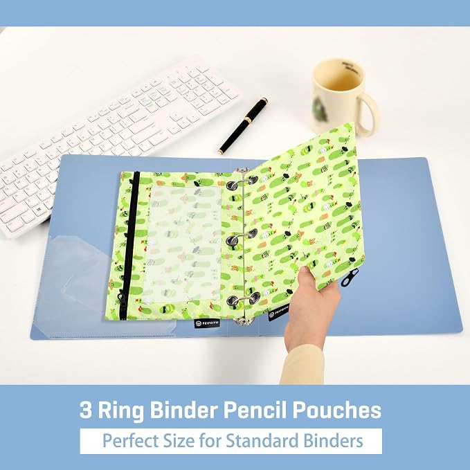 Pickles Pencil Pouches for 3 Ring Binder 2 Pack | Binder Pencil Case With Zipper Reinforced GrommetsPencil Bags for Office Organizers