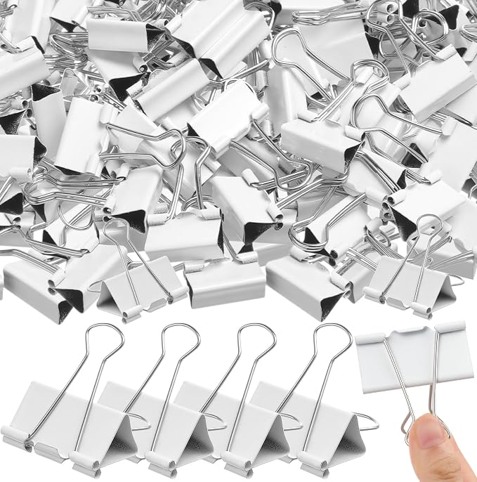 Jetec Extra Large Binder Clips Bulk 2 Inch Metal Jumbo Binder Clips Office Supplies Paper Clamps for Teachers Students Office Business Supplies(White,200 Pcs)