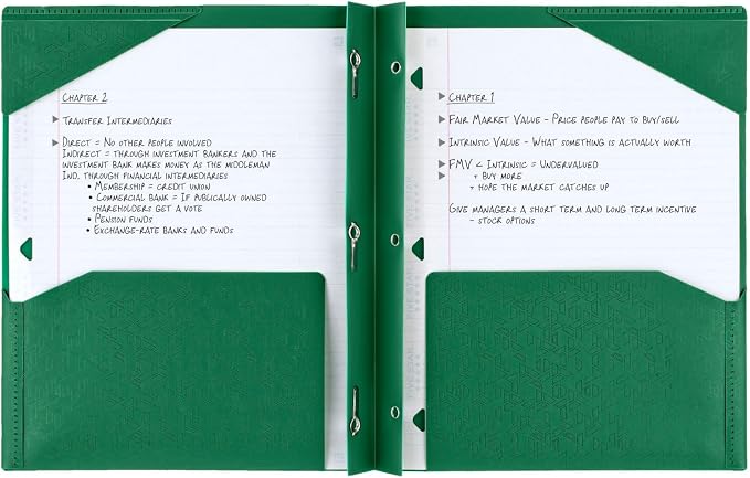 Five Star 2-Pocket Folder,Plastic Folder with Stay-Put Tabs and Prong Fasteners,Holds 8-1/2" x 11" Paper,Black,Fire Red,Forest Green,Pacific Blue (38048),(Pack of 24)