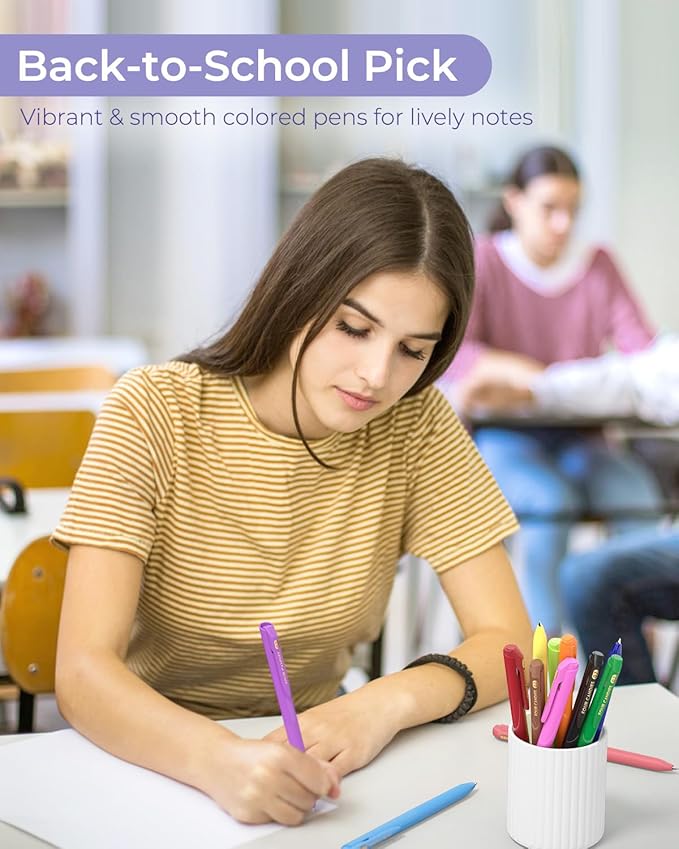 Four Candies Quick Dry Ink Colorful Pens Set, 24 Colors | 0.7mm Fine Point Colored Pens for Note Taking & Drawing, Colored Gel Pens with Comfort Grip for Office & School Supplies