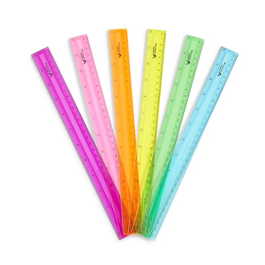 Blue Summit Supplies 30 Plastic Rulers Bulk for Classroom, Bulk Ruler 12 Inch for School, Home, or Office, Metric and Imperial, Clear Plastic Rulers 12 Inch, Assorted Colors