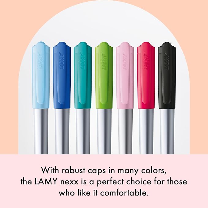 LAMY nexx multired – Fountain Pen with slip-proof grip & polished steel nib in size A - triangular aluminum body - including LAMY T 10 blue cartridge - Right-Handed