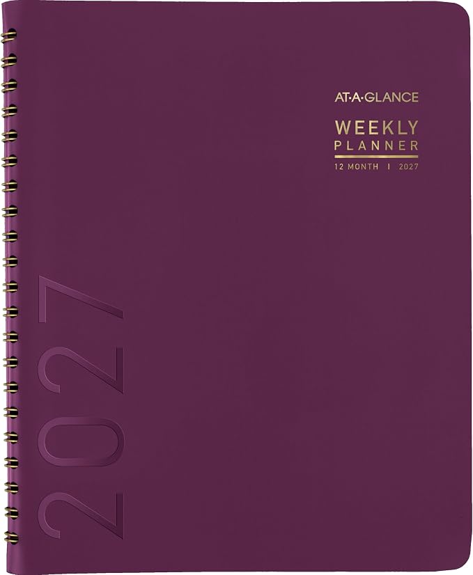 AT-A-GLANCE 2027 Appointment Book Planner, Weekly & Monthly, 8.25" x 11", Half-Hourly, Contemporary, Purple (70940X1427)
