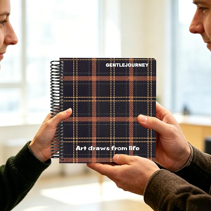 Hardcover Sketchbook,7.2"x8.3"Spiral Bound Drawing Pad,Black Grid | 150gsm(92lb)Acid-Free Thick Paper,Blank Art Journal for Adults,Artists&Beginners,Ideal for Sketching,Doodling and Mixed Media