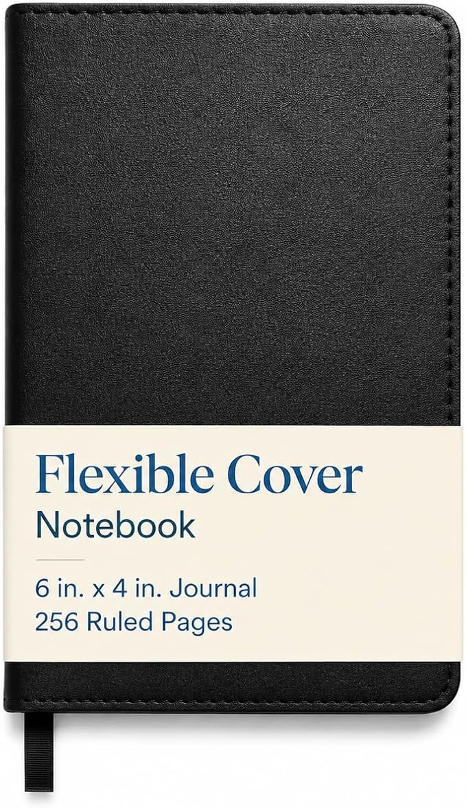 WORLD TRAVELER Lined Journal Notebook Faux Leather with Ribbon Bookmark | Ruled Ivory Pages with Soft Faux Leather Cover and Ribbon Bookmark