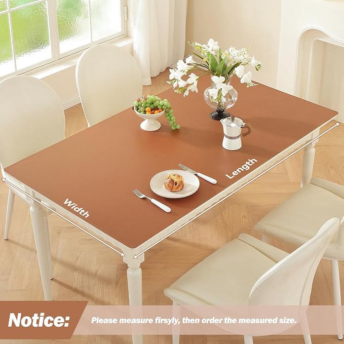 OstepDecor Brown Table Protector 16 x 36 Inch, 1.5mm Thick Plastic Table Cover Protector, PVC Table Top Protector, Waterproof Desk Mat Pad for Desktop, Coffee & Dining Room Table