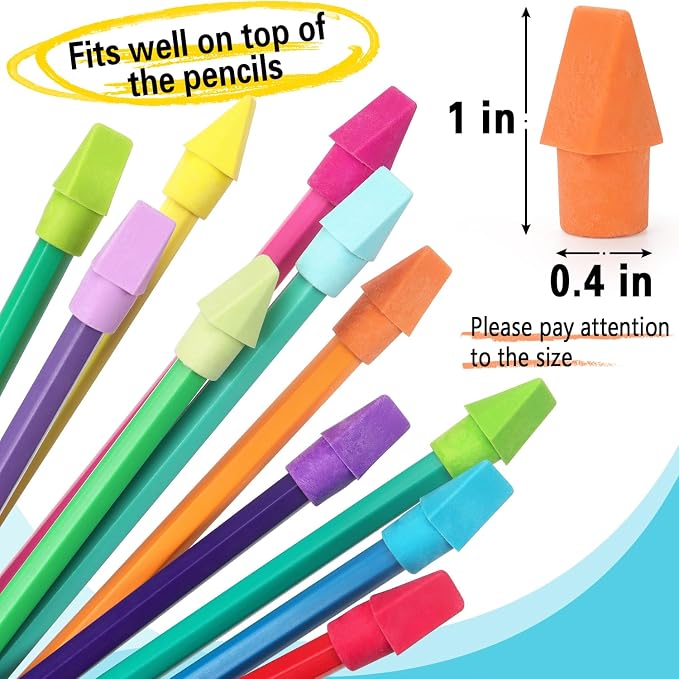 ZZTX 120 Pack Pencil Top Erasers 11 Assorted Colors | Erasers for Pencils, Eraser Caps, Topper Erasers for Kids School