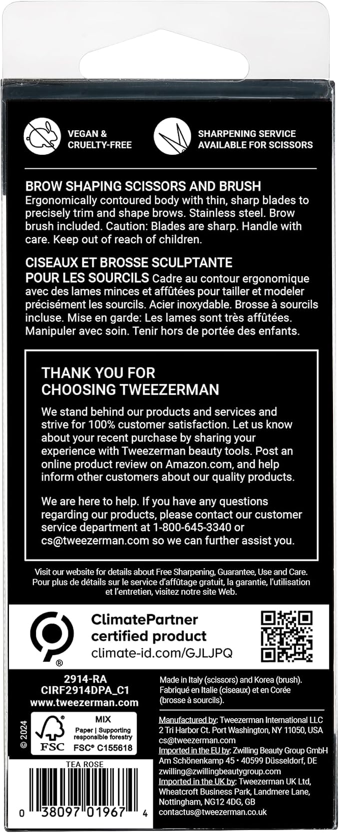 Tweezerman Exclusive Eyebrow Shaping Scissors & Brush Tea Rose