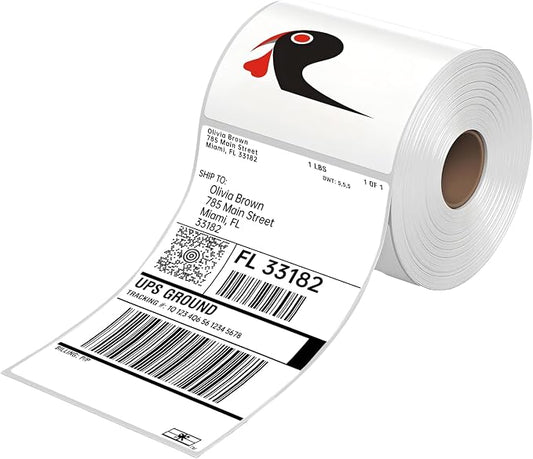 500 4x6 Thermal Labels, HUOJI Direct Thermal Shipping Labels Roll 4x6 Compatible with Rollo, Zebra, MUNBYN Printers, Commercial Grade