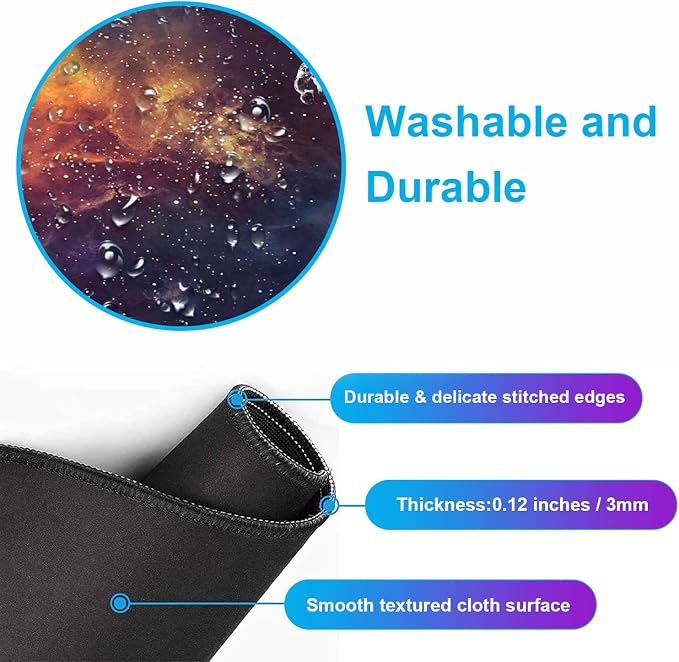 Large Starry Sky Mouse Pad with Stitched Edges, Computer Keyboard Desk Pad | Large Extended Mouse Pad; Full Desk Coverage; Waterproof Coating; Stable Anti-Slide Base For Gaming, Office, Study Daily Use