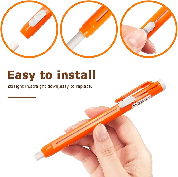 Retractable Mechanical Eraser Pen, Pen-Style Erasers, 5 Pack