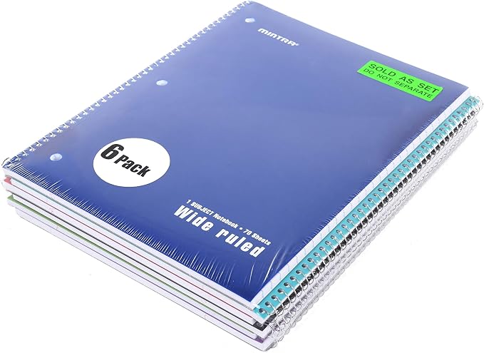 Mintra Office Spiral Notebooks, Wirebound, Journals for School, Work, Business, Aesthetic Stationery, Writing Pads, Teacher & Student Supplies (24, Solid Color-Poly Cover, Wide)