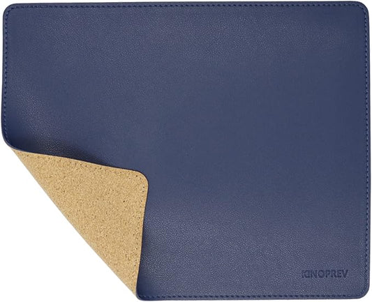 Leather Mouse Pad - Wood Mouse Pads with Stitched Edge,PU Non-Slip Mouse Mat,Double Side Mousepad,Waterproof Gaming Mouse Pad for Desk,Laptop,Office & Home,10.2" x 8.3",1 Pack (Navy Blue)