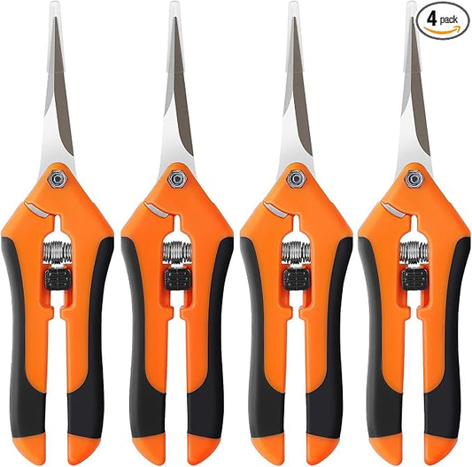 4 Pack Pruning Shears, 6.5 Inch Garden Scissors Gardening Hand Pruning Snips with Straight Stainless Steel Precision Blades for Gardening Flower Plant Precise Trimming and Pruning Maintenance