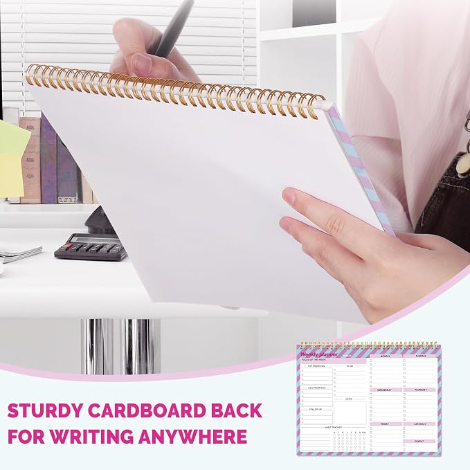 Thboxes Weekly To Do List Notepad, 8.5''x11'' Weekly Desk Planners with 52 Tear Off Sheets Undated Planner Habit Tracker & Productivity Organizer for Home and Work, Plaid Style