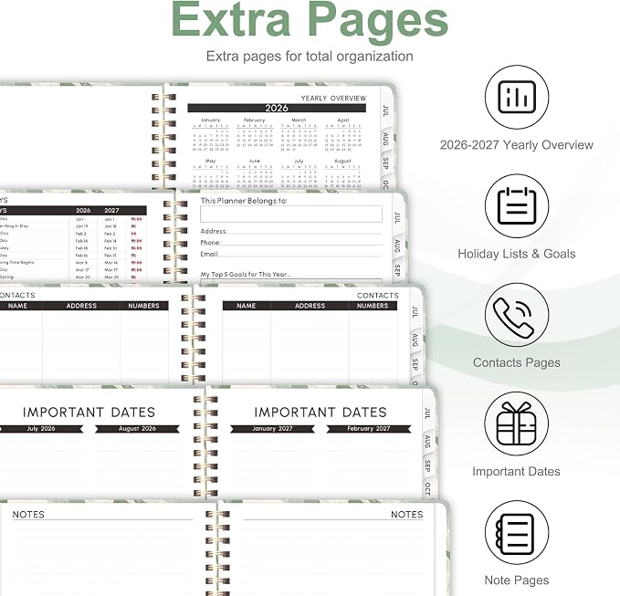Planner 2026-2027, Weekly and Monthly Academic Year Calendar Planner, July 2026 - June 2027, Daily Agenda Book for Office School Supplies, A5(6.3'' x 8.5'')