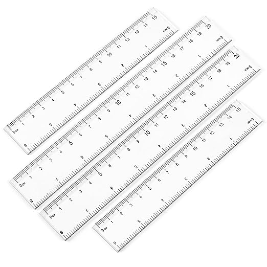 4 Pack Clear Plastic Rulers, 6 Inch & 8 Inch Straight Ruler Set, Transparent Metric & Inch Measuring Rulers for School, Office, Home, Kids, Drafting and Craft