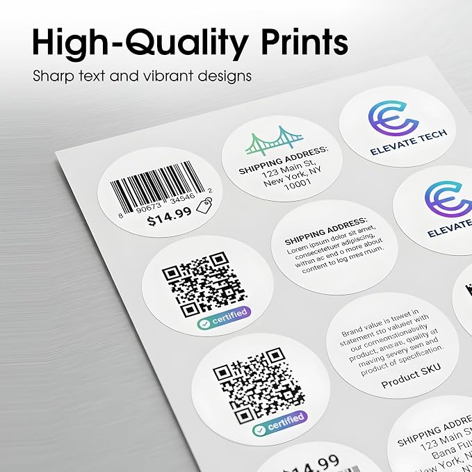 2.5" Printable Round Labels for Laser and Inkjet Printers - 3000 Blank Labels, 250 Sheets for Business Logos, Thank You Stickers, Price Tags, QR Codes - Spartan Industrial Template C005