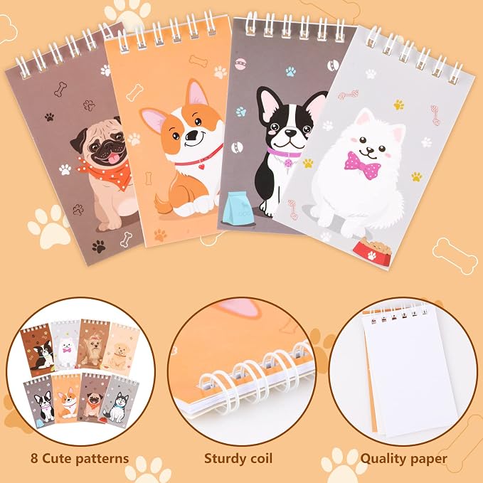 Hooqict 24 Pack Mini Dog Notepads Small Notebooks for Kids Dog Themed Party Favor Puppy Animal Spiral Pocket Notebooks Diary Memo Planner for Classroom Rewards Goody Bags Stuffers, 2.36 x 3.94 Inch