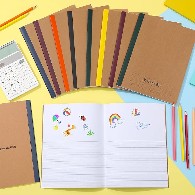Henoyso 20 Pack Primary Composition Notebook, 9-3/4" x 7-1/2", Kids Primary Journal, K-2 Writing Notebook for Kids Student Draw Write Story Journal Half Blank Books(Jewel Tone Color)