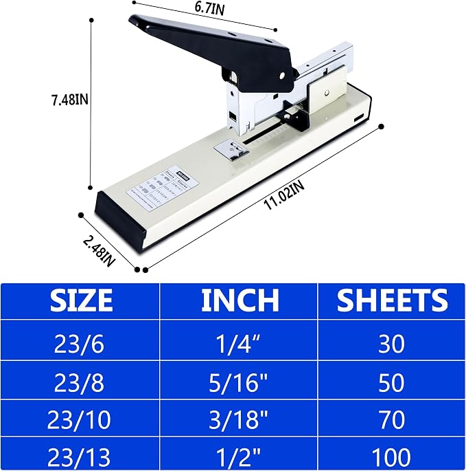 Stapler Heavy Duty 100 Sheets - Effortless,staplers for Desk,Capacity