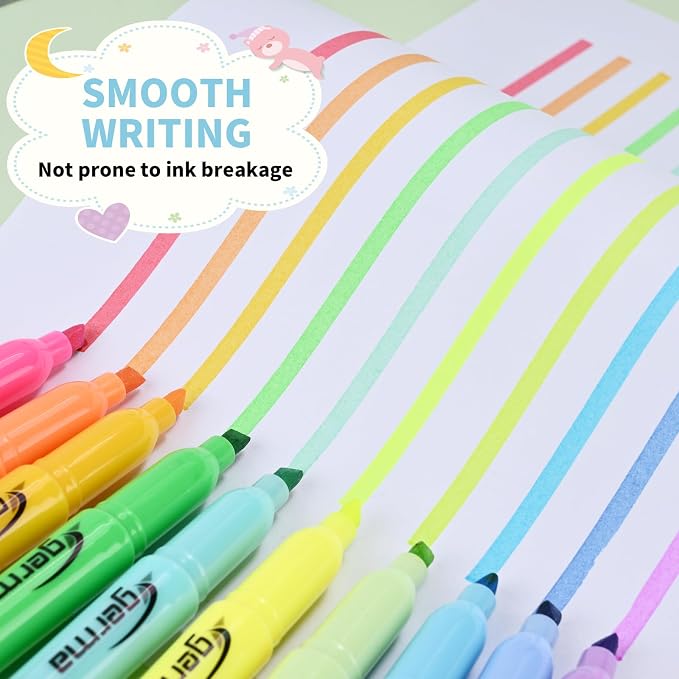 Cgerma Highlighters Assorted Colors Set, 12 Pack, Chisel Tip Bright Colors, Dry Quickly Colored Highlighters for Journaling, Study Notes, School Office Supplies