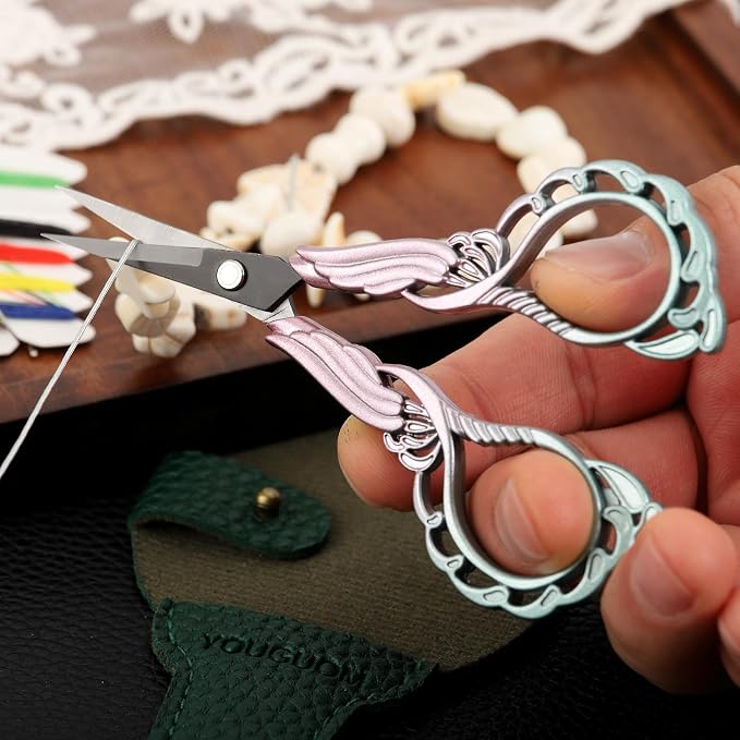 YOUGUOM Detail Scissors with Cover, Small Craft Shears | Sharp, All Purpose, for Embroidery, Sewing, Needlework, Cross Stitch, Crochet, Paper Cuts, Thread Snips, DIY Tools, Pink