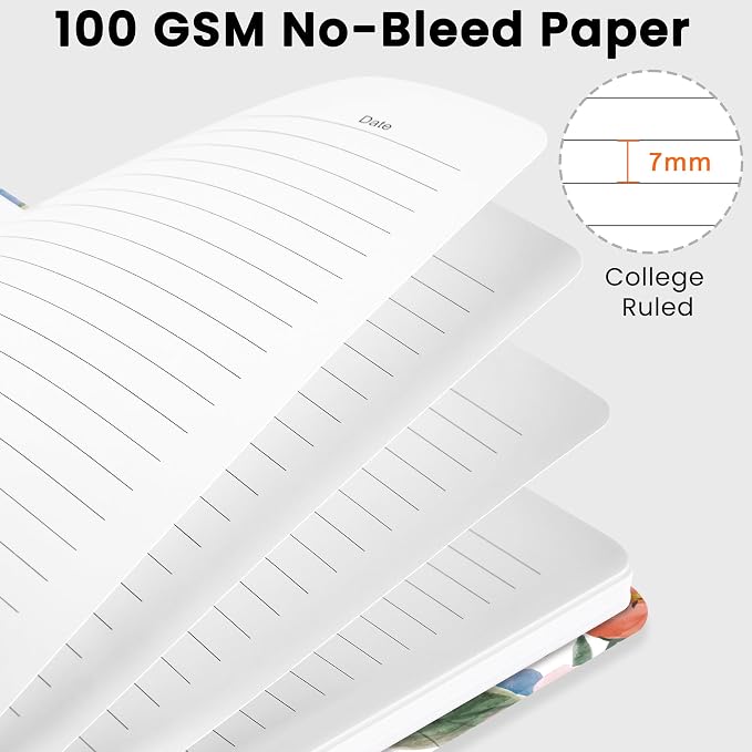 CICPAP Lined Spiral Journal Notebook, A5 College Ruled Notebook for Journaling, Note-Taking, and Daily Planning, Durable Hardcover with an Elegant Design, Bloom