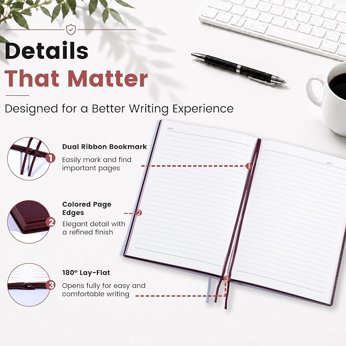 CAGIE Lined Journal Notebooks 3 Pack, 176 Pages Each, A5 Softcover, College Ruled, 100 GSM Thick Paper, for Work, Writing, School (Brown, Black, Burgundy) (5.7'' x 8.3'')