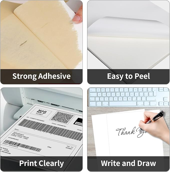 100 Sheets 8.5" x11" Full Sheet Shipping Labels, Printable Sticker Paper, Matte, Letter Size Label Stickers for Laser/Inkjet Printers (100 Labels)