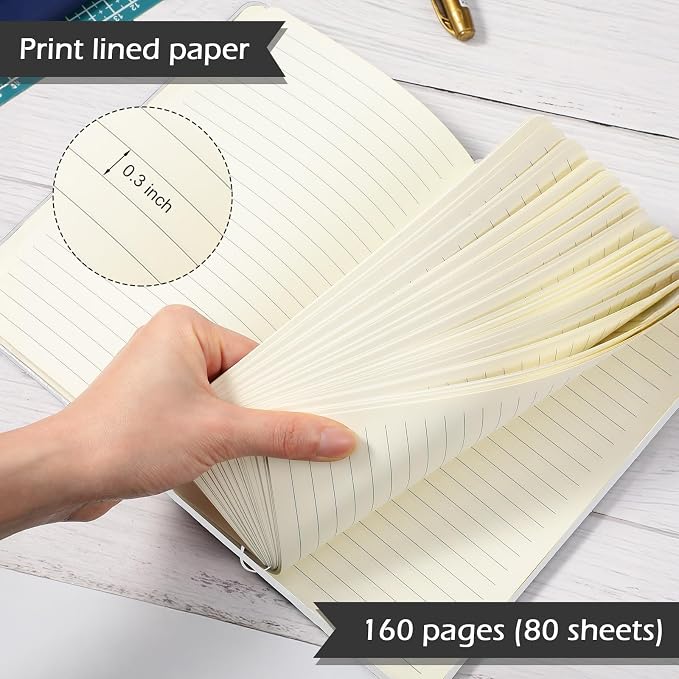 Honoson 40 Pack A5 Lined Journal Notebooks Hardcover Executive Notebook 5.5" x 8.3" PU Leather Wide Ruled Journals Bulk 160 Pages for Back to School Supplies Office Business Home (White)