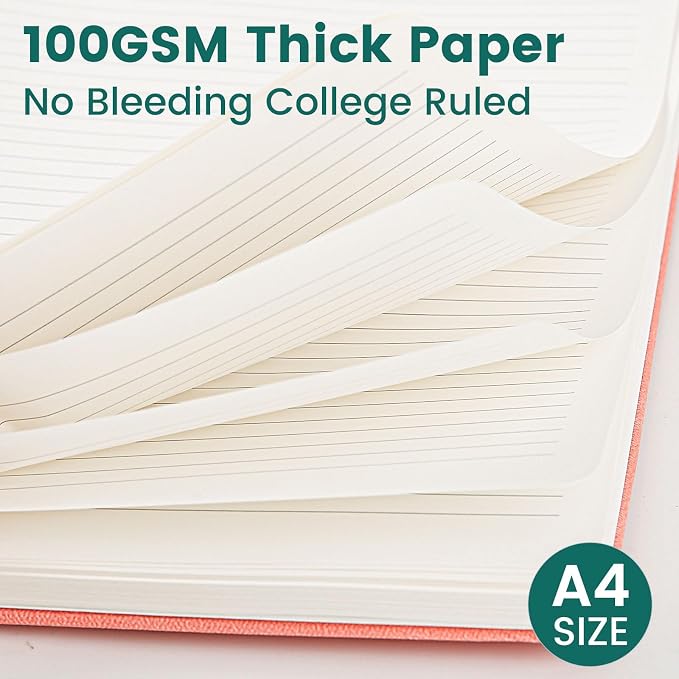 Spiral Notebook - 8.5 x 10.98 Inch Large Hard Cover Notebook with Elastic Band & Pocket, 180 Pages, Lay Flat Wirebound Journal for Work, School, Planning & Note Taking Green
