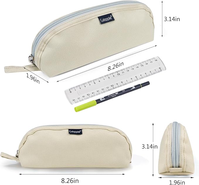 Gloppie Pencil Pouch - Practical Pencil Case, Aesthetic Simple Pencil Bag, Small Pen Holder, Back to School Supplies for Girls Boys, Off White