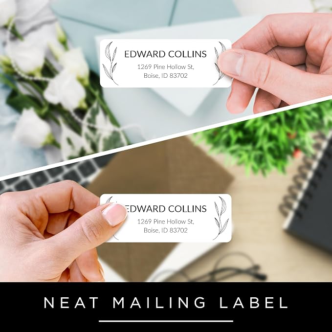 Personalized Return Address Labels, Custom Address and Name Mailing Labels for Envelopes & Branding- Basic Design 2 1x2.6 Inches Flat Sheet of 60-1200 Made in USA by My Sign Center