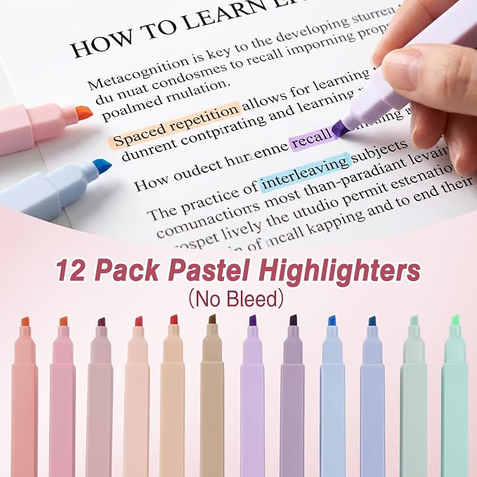 MoKo Pencil Case with Supplies, 59Pcs Aesthetic School Set, Pink | Includes gel pens, wooden and mechanical pencils, 0.5 and 0.7 mm refills, highlighters, erasers and sharpeners.