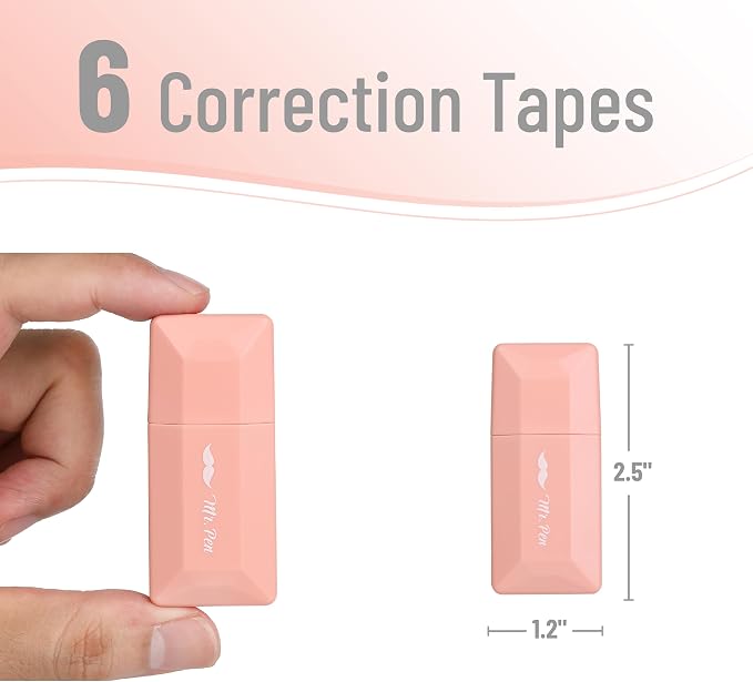 Mr. Pen- Correction Tape, 0.2" x 236", 6 pcs, Mocha Blush | Cute Correction Tape