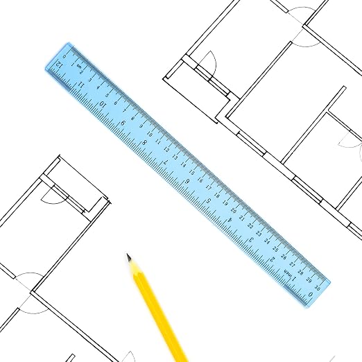 Coopay 12 Inch Math Geometry Tool Plastic Ruler Square Set Includes Straight Ruler, Triangles, Protractor for Student School Office Supplies (Blue)