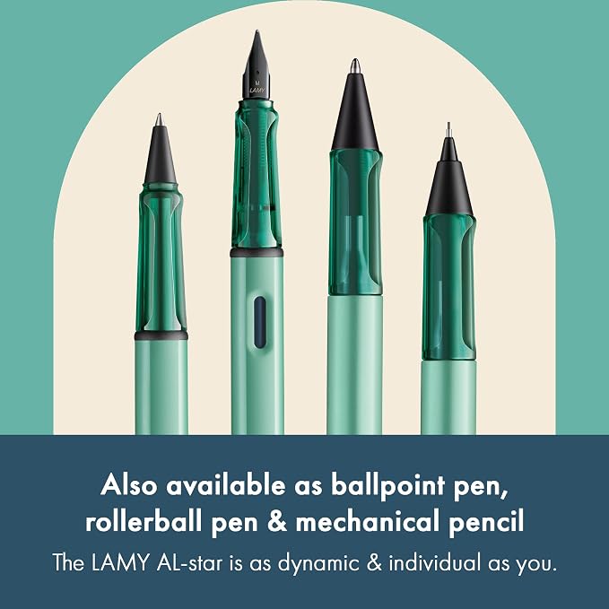 LAMY AL-star mint - Fountain Pen with ergonomic grip & polished steel nib in size EF - lightweight aluminum body - including LAMY T 10 blue cartridge - Right-Handed