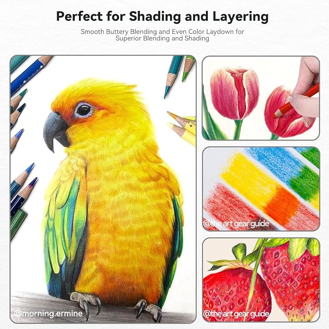 Arrtx 126 Colored Pencil Set Soft Core Coloring Pencils for Adult Color Drawing Blending Shading Sketching, Coloring Pencils Art Supplies for Artists Adults Beginners