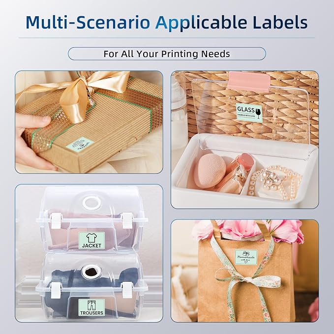Phomemo Thermal Labels for M110/M120/M220/M150/M250/M221 Label Maker, Self-Adhesive Thermal Label 1.57"x1.18"(40x30mm),230 Labels/Roll, for Barcode,Address, Name, Small Bussiness and Home Use,Green