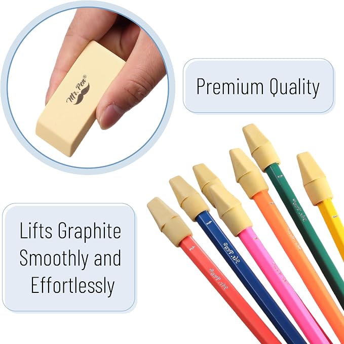 Mr. Pen- School Eraser Combination Set, 66 Pack, Yellow | Latex Free Erasers for School, Office, Art Sketching, Homework, Exams, Clean Smudge-Free Correction