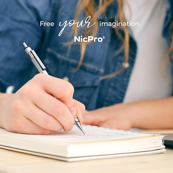 Nicpro 3 Pack Blocky Gear 0.5 mm Metal Mechanical Pencils Set with Case | Lead Drafting Pencil with 480PCS Lead Refills(HB 2B), 4 Erasers, 18 Eraser Refills for Art Writing, Sketching Drawing