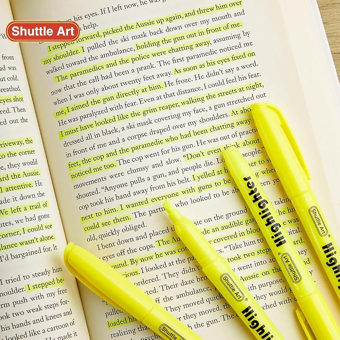 Shuttle Art 144 Pack Highlighters, Yellow Highlighter Pen Bulk with Versatile Chisel Tip Dry-Quickly Non-Toxic Highlighter Markers for Adults Teachers Students Highlighting in Home School Office