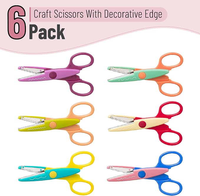 Mr. Pen- Craft Scissors Decorative Edge, 6 Pack, Vintage Colors | Zig Zag Scissors for Crafting, Scrapbooking, Fancy, Pattern, Design