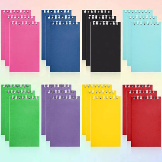 24 Pack Mini Notebooks for Kids Small Spiral Journal Notepads Party Favor | 3.9x2.4 Colorful Pocket Writing Memo Note Pads with 15 Lined Pages for Men Women Work Home Office Classroom Travel Supplies